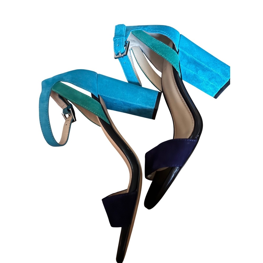 Bottekier‎ Women's Dress Sandals Heels Block Heel Ankle Strap Turquoise Blue - Picture 2 of 5